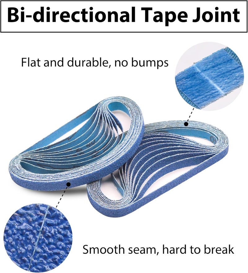 SHUTTLE GENIUS 30 Pcs 1/2" x 18" Zirconia Sanding Belts, 40 Grit 1/2x18 Inch Sanding Belts for Air Belt Sander, Zirconia Belt Sander Sanding Belts for Metal Polishing, Derusting (1/2x18in, 40 Grit) - Image 3